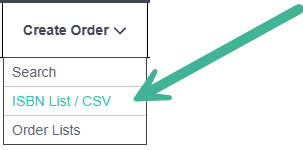 Shows options under Create Order menu