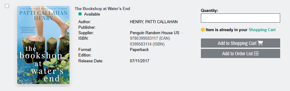 Warning that item is already in a cart