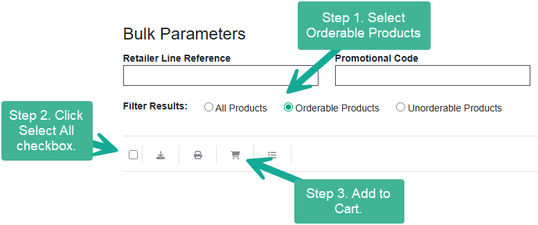 Steps to quickly add orderable products to your cart