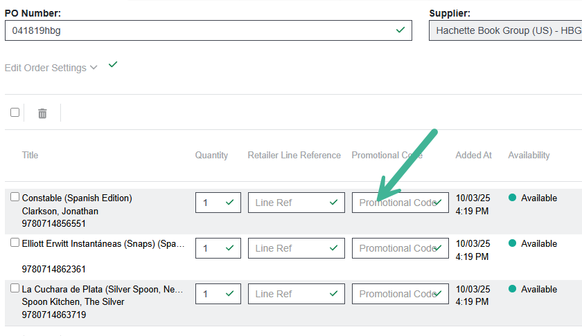 Promo field in the shopping cart